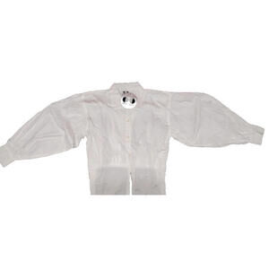 Vtg 1990s Crop Top White Cotton Boho Blouse Pirate Sleeves Melrose Place Chic